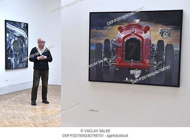 Adieu, Guy Moll (2017), right, piece by Czech artist Theodor Pistek, is seen during his exhibition named ANGELUS, in Brno, Czech Republic, on September 24, 2019