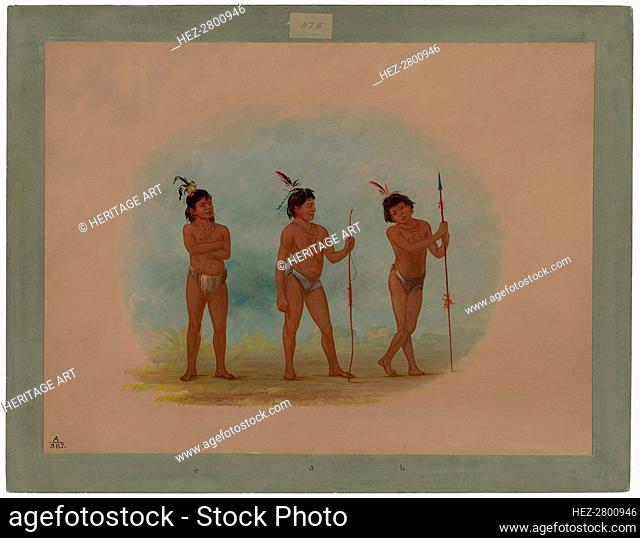 Three Auca Children, 1854/1869. Creator: George Catlin
