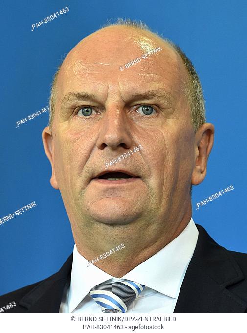 Governor of the state of Brandenburg, Dietmar Woidke (SPD), talks about the government reshuffle in the state at a press conference in Potsdam, Germany