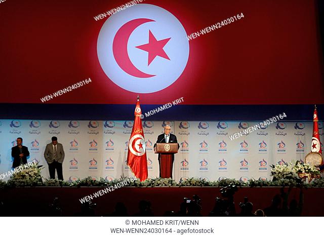 President of Tunisia Beji Caid Essebsi delivers a speech as guest of honour at the opening session of the 10th congress of the Ennahda party