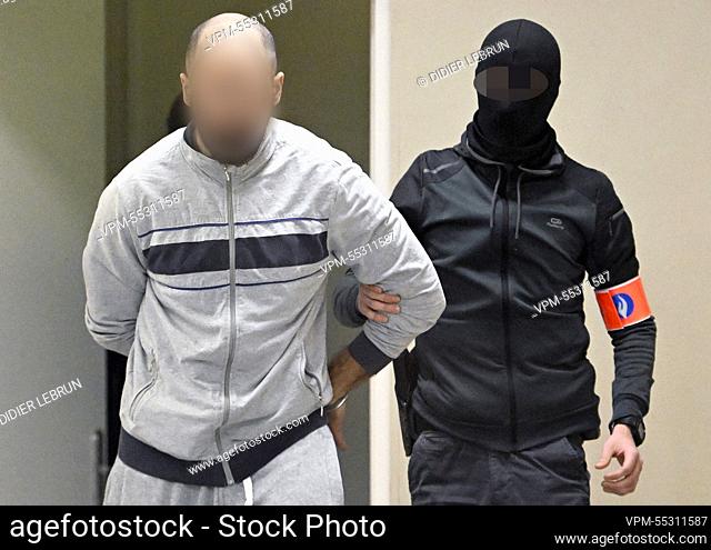 Accused Bilal El Makhoukhi pictured during the trial of the attacks of March 22, 2016, at the Brussels-Capital Assizes Court