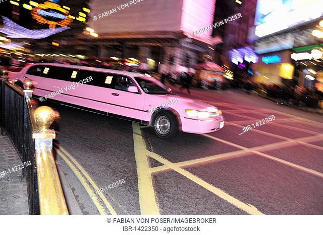 Stretch limousine in Piccadilly Circus, London, England, United Kingdom, Europe
