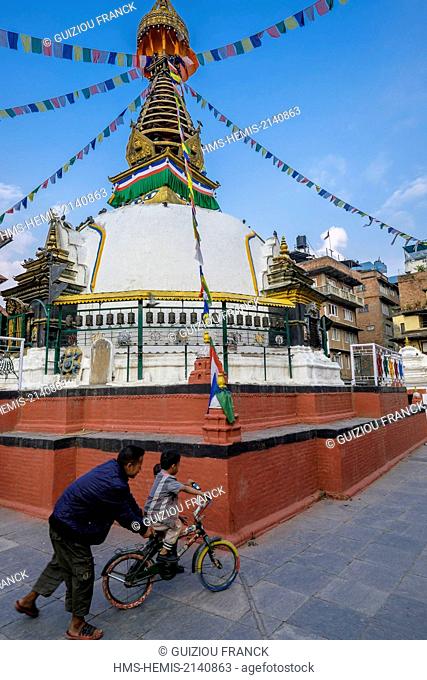 Nepal, Kathmandu valley, listed as World Heritage by UNESCO, Bagmati zone, Kathmandu, Kathesimbhu stupa in Thahiti Tole district