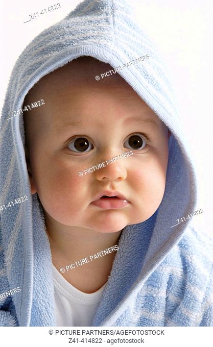 Baby portrait in bathing wrap