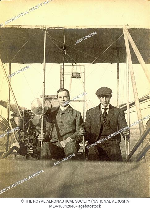 Griffith Brewer and Wilbur Wright after the flight at Camp d’Auvours, 8 October 1908. Later that same day Wilbur took Hon C.S