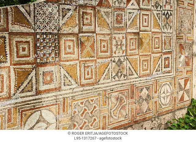 Roman wall mosaic tile work at the History museum of Tetouan, Morocco