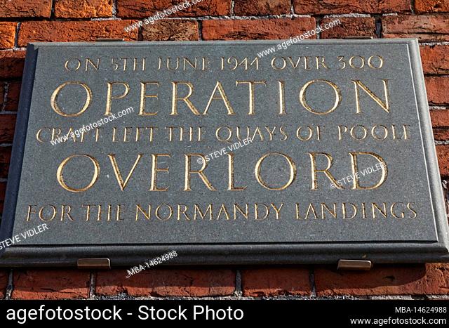 England, Dorset, Poole, Poole Harbour, Operation Overlord Memorial Plaque