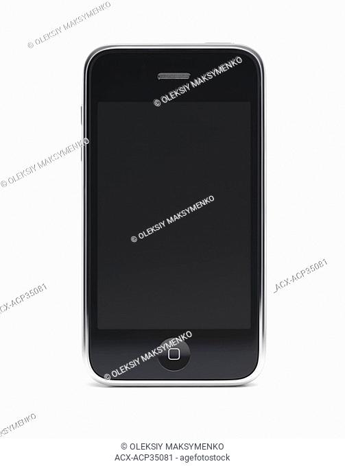Apple iPhone 3Gs 3G smartphone with clear screen isolated with clipping path on black background. High quality photo