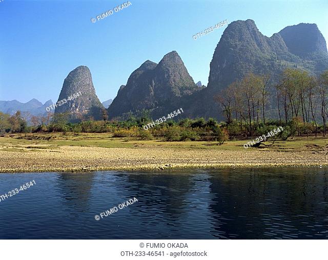 Mountainscape along Lijiang river, Guilin, China