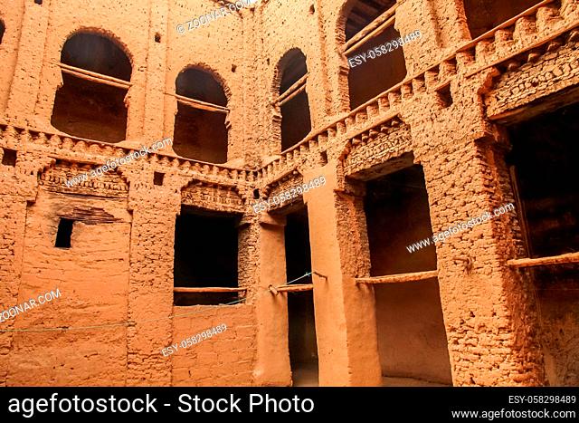 Interior of a beautiful kasbah in Draa Valley, Morocco