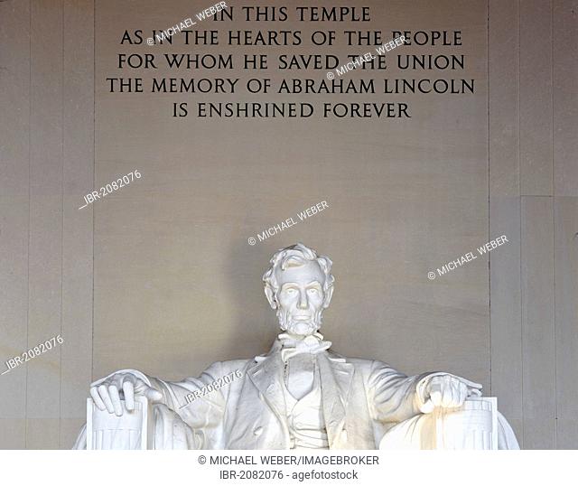 Statue of Abraham Lincoln by Daniel Chester French, dedication, Lincoln Memorial, Washington DC, District of Columbia, United States of America, USA