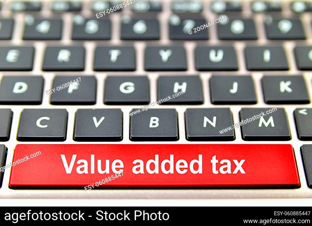 Value added tax word on computer keyboard, 3D rendering