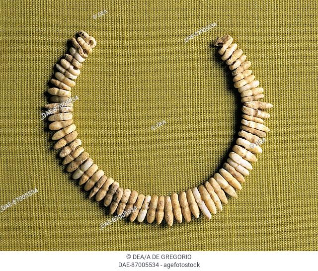 Prehistory, Italy, Liguria region, Aeneolithic, 2800-1800 b.C. - Necklace from Valle Argentina.  Sanremo, Museo Civico (Archaeological And Art Museum)