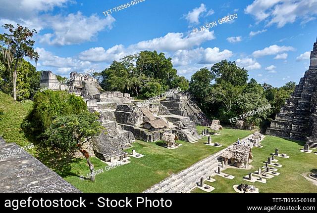 Guatamala, Tikal, View of Mayan pyramid