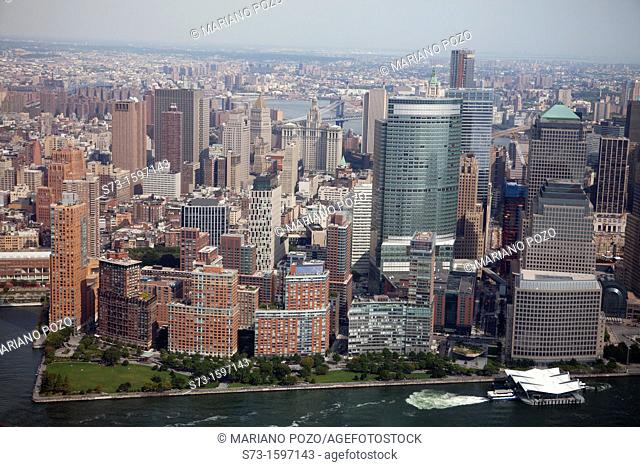 Aerial view of skyline of Manhattan, New York City, USA
