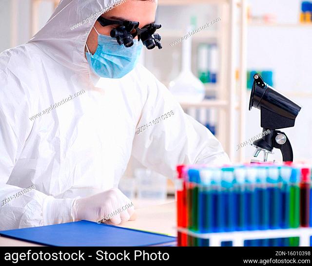 The young chemical scientist working in lab