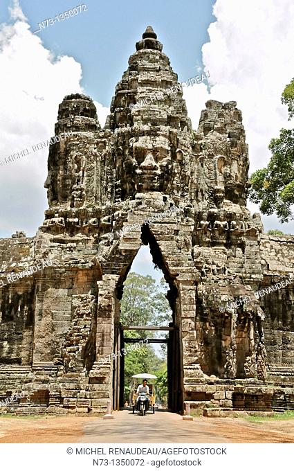 Cambodia, Siem Reap, Angkor World Heritage list of UNESCO, South Gate of Angkor Thom