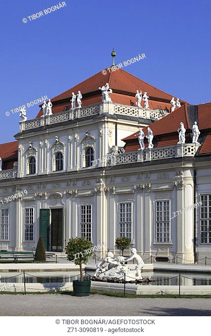 Austria, Vienna, Unteres Belvedere, palace, pool, fountain,