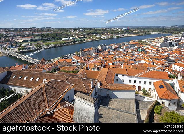 Europe, Portugal, Beira Litoral Province, Coimbra, Views of the Historic Town Centre and the Mondego River from The Via Latina Building