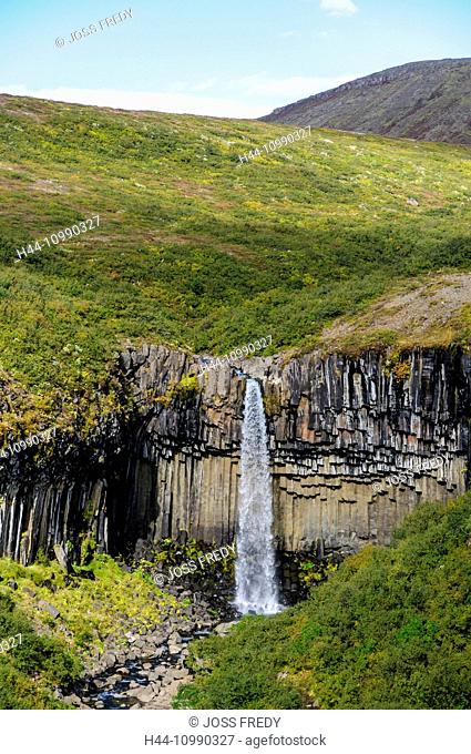 Waterfall Svartifoss in south Iceland