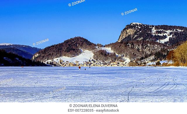 Frozen lake of Joux, Vaud, Switzelrand