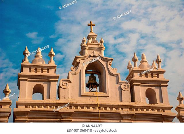 Catholic Church of the white color in Goa. Arambol. India