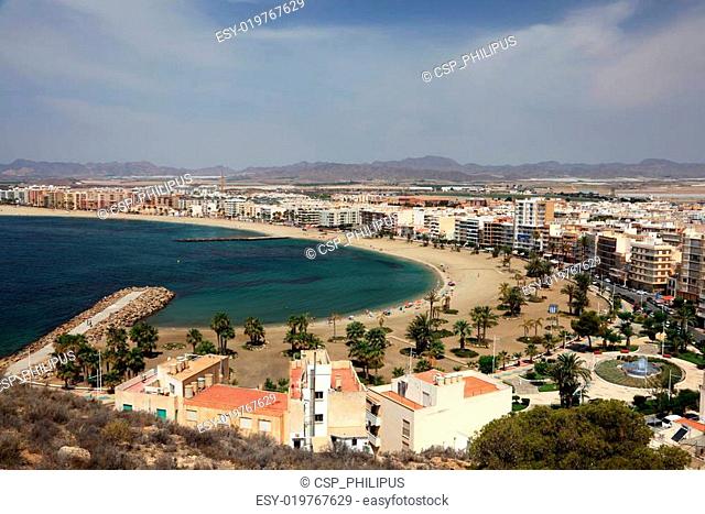 Beautiful beaches in Mediterranean town Aguilas. Province of Murcia, Spain