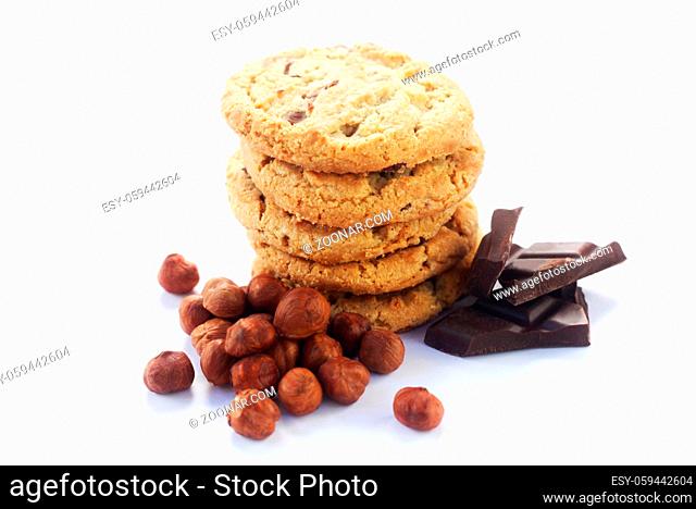 Chocolate Chip Cookies With Hazelnut Islated OOn White
