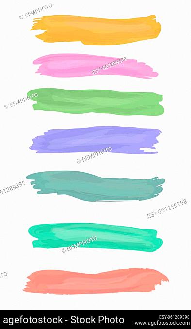 Various strokes of color paint on white background - Vector illustration