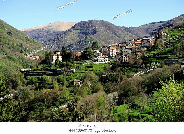 Bruzella, village, Breggio region, Monte Generoso, Muggio Valley, spring, Canton Ticino, Switzerland, Europe