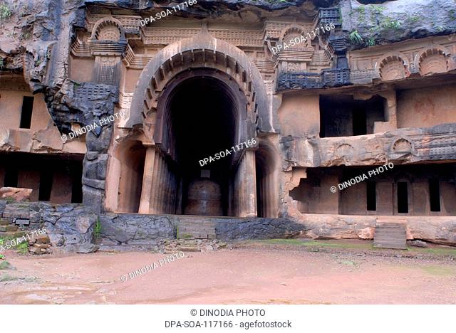 Entrance of Bhaja caves built in 2nd century representations of Buddha ; Aurangabad ; Maharashtra ; India