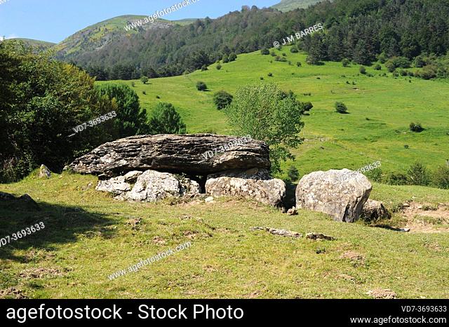 Dolmen of Arrako or Arraco. Belagua valley, Navarra, Spain