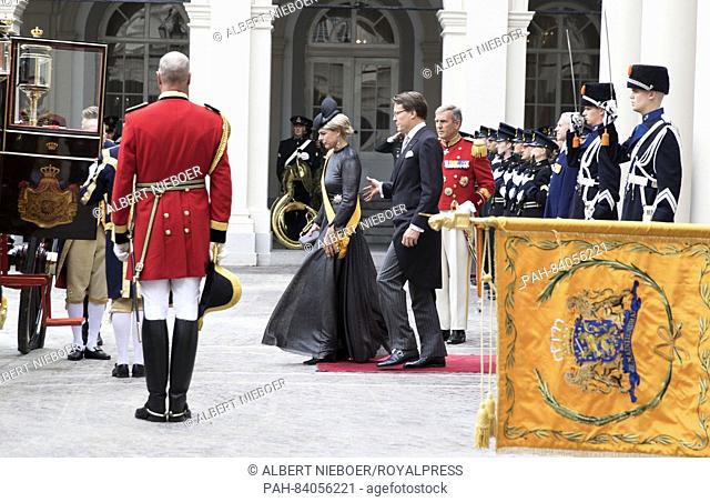 The Hague, 20-09-2016 Prince Constantijn and Princess Laurentien Depart at Palace Noordeinde in the Glass Coach, ( Golden Coach being renovated ) Prinsjesdag...
