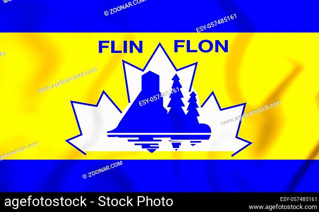 3D Flag of Flin Flon, Canada. 3D Illustration