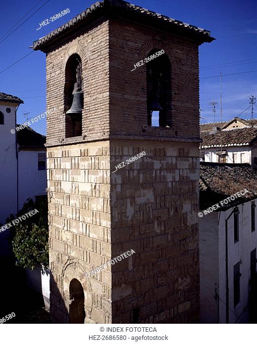 Detail of the old Arab minaret of the church of San José in Granada, in the Albaicin district