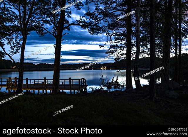 Stockholm, Sweden A midsummer midnight sun view over lake Malaren