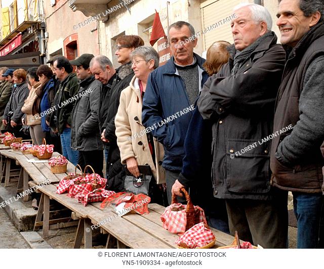 Traditional french Truffles' market in Lalbenque, in Perigord, France