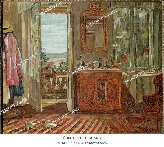 Ü Kunst, Trübner, Wilhelm 3.2.1851 - 21. 12.1917, Gemälde Interieur am Starnberger See, Folkwang Museum, Essen impressionismus, impressionistisch, deutsch
