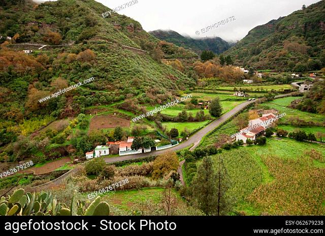 View of a rural landscape in Valsendero. Valleseco. Gran Canaria. Canary Islands. Spain