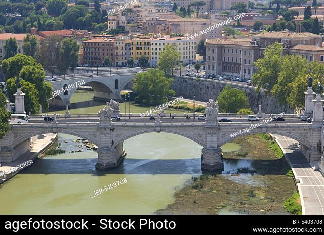 Bridge, Ponte Vittorio Emanuele II, over the river Tiber, Rome, Lazio, Italy, Europe