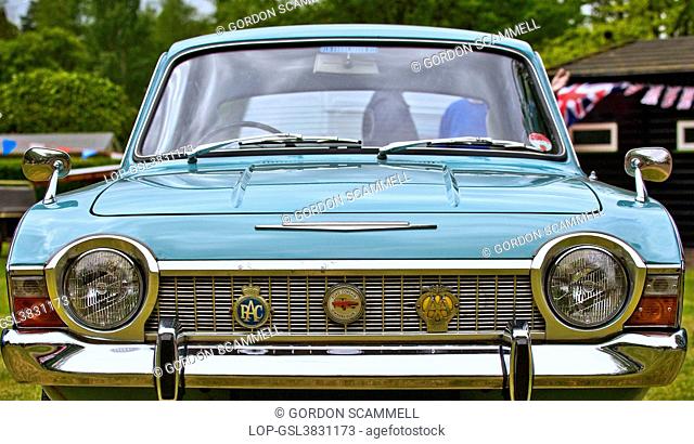 England, Essex, Audley End. The front of a Ford Corsair, on display at the Audley End Road and Rail Steam Gala 2011