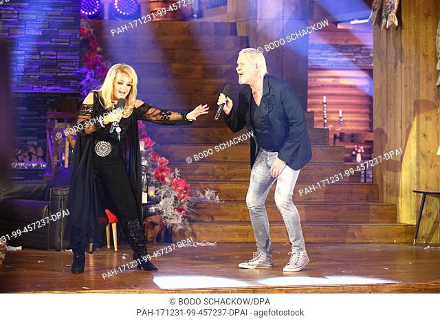Welsh singer Bonnie Tyler and Irish singer Johnny Logan performing at the final rehersal for the Silvestershow (New Year's show) in Graz,  Austria
