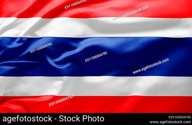 Waving national flag of Thailand