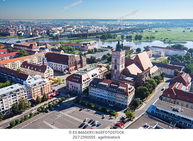 View over Frankfurt (Oder), Germany and Slubice, Poland