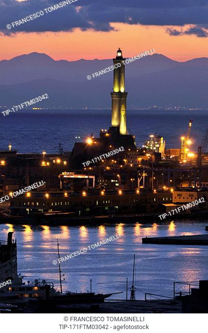 Italy, Liguria, Genoa, the Lanterna lighthouse in Castelletto quarter