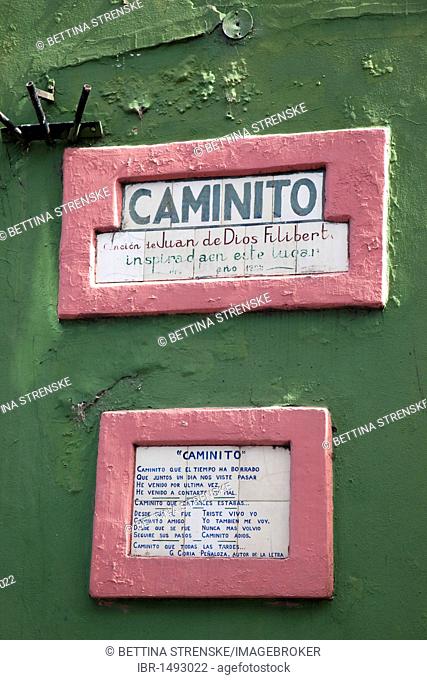 Sign on La Boca's Caminito Road, Barrio La Boca, Buenos Aires, Argentina, South America