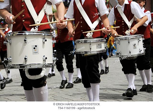 A Bavarian brass band drummer