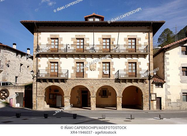 City hall of Ataun, San Martin square, Ataun, Goierri, Gipuzkoa, Basque Country, Spain