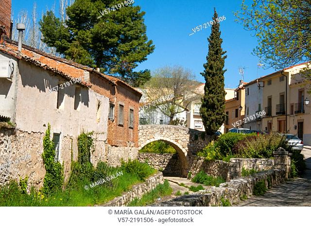 Bridge and old town. Torrelaguna, Madrid province, Spain