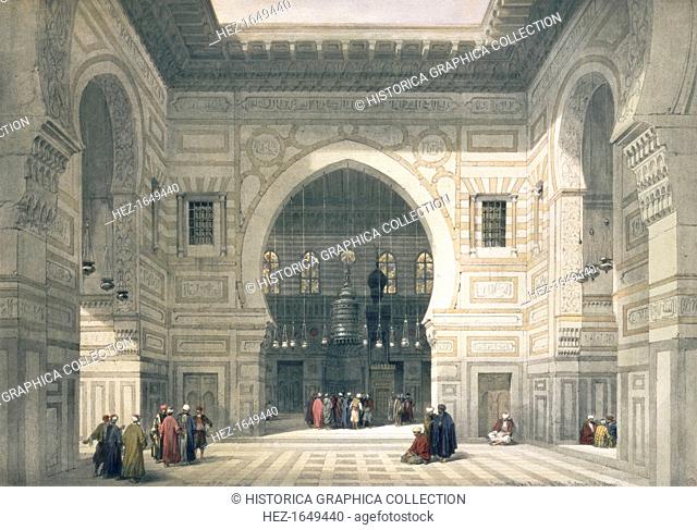 Interior of the Mosque of Sultan Hassan, Cairo, Egypt, 19th century. View inside the mosque built by the Mamluks in the 14th century